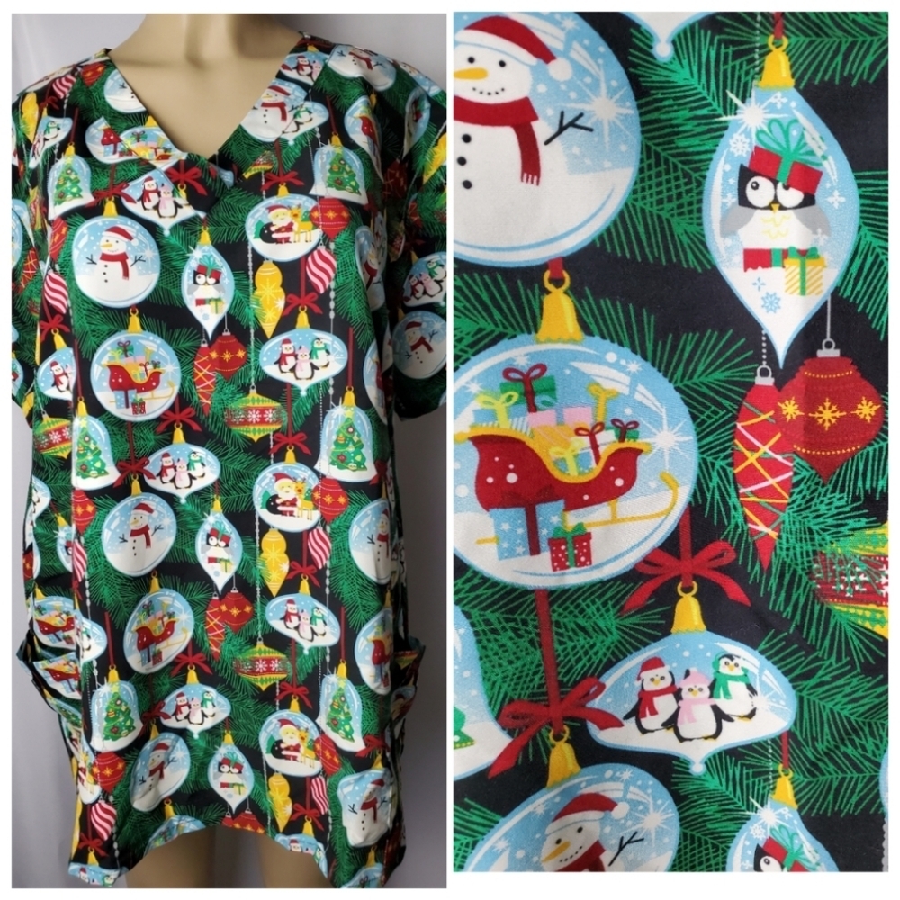 Christmas Ornaments Women's Scrubs Sz. 2x